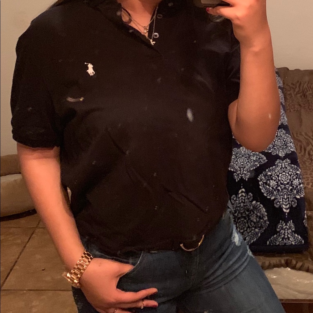 Cropped polo shirt
